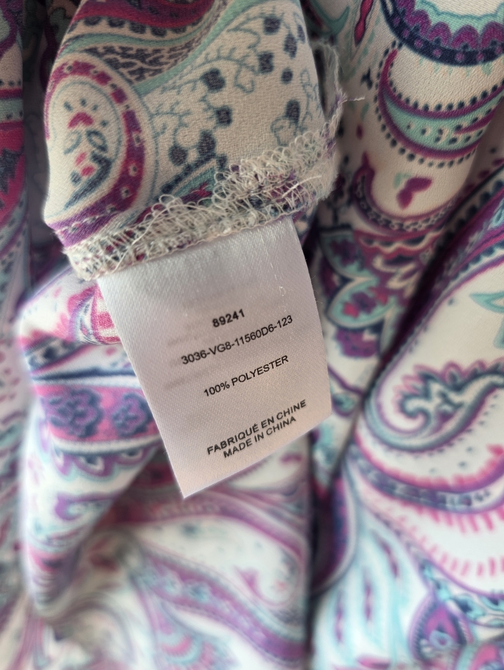 Laura Paisley Print Tie Front Blouse Purple Teal Womens Size 12 - Picture 9 of 10